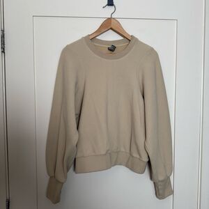 Sweaty Betty Sweatshirt Womens Sz 10 Beige Fleece Plush Long Sleeve Pullover